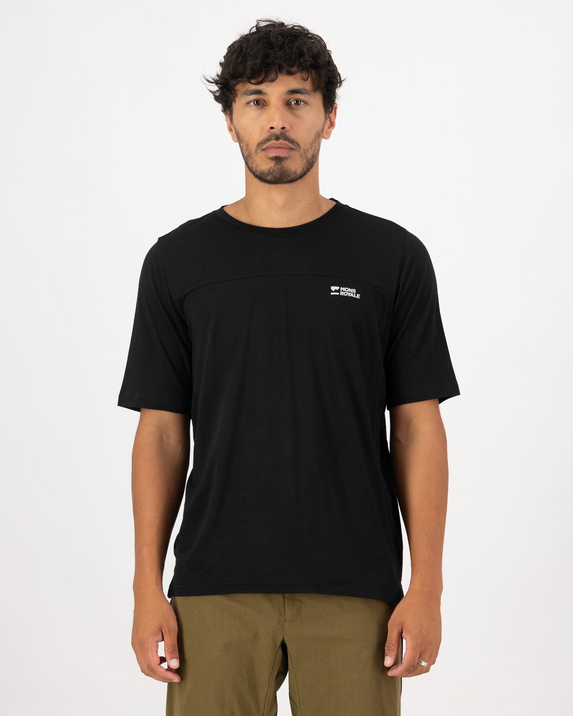 Mons Royale Mens Diversion Merino Bike Jersey Short Sleeve - Black, front
