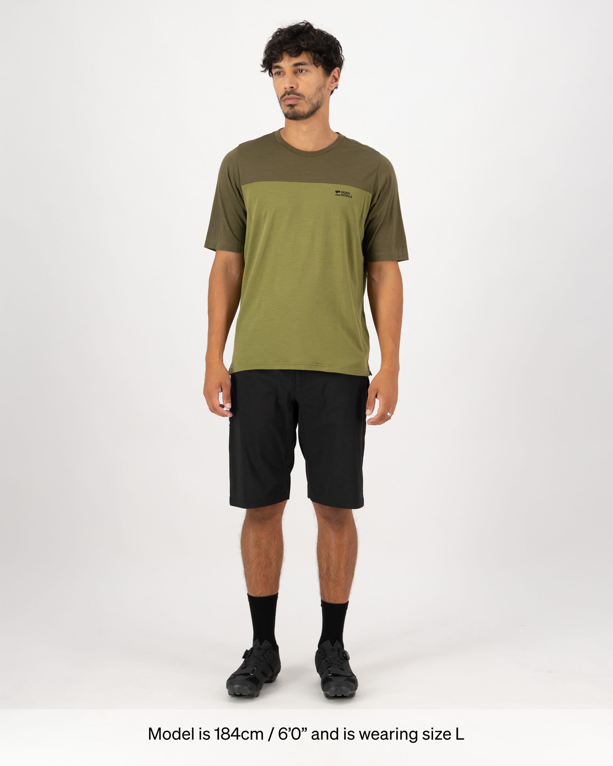Mons Royale Mens Diversion Merino Bike Jersey Short Sleeve - Fern / Olive, detail