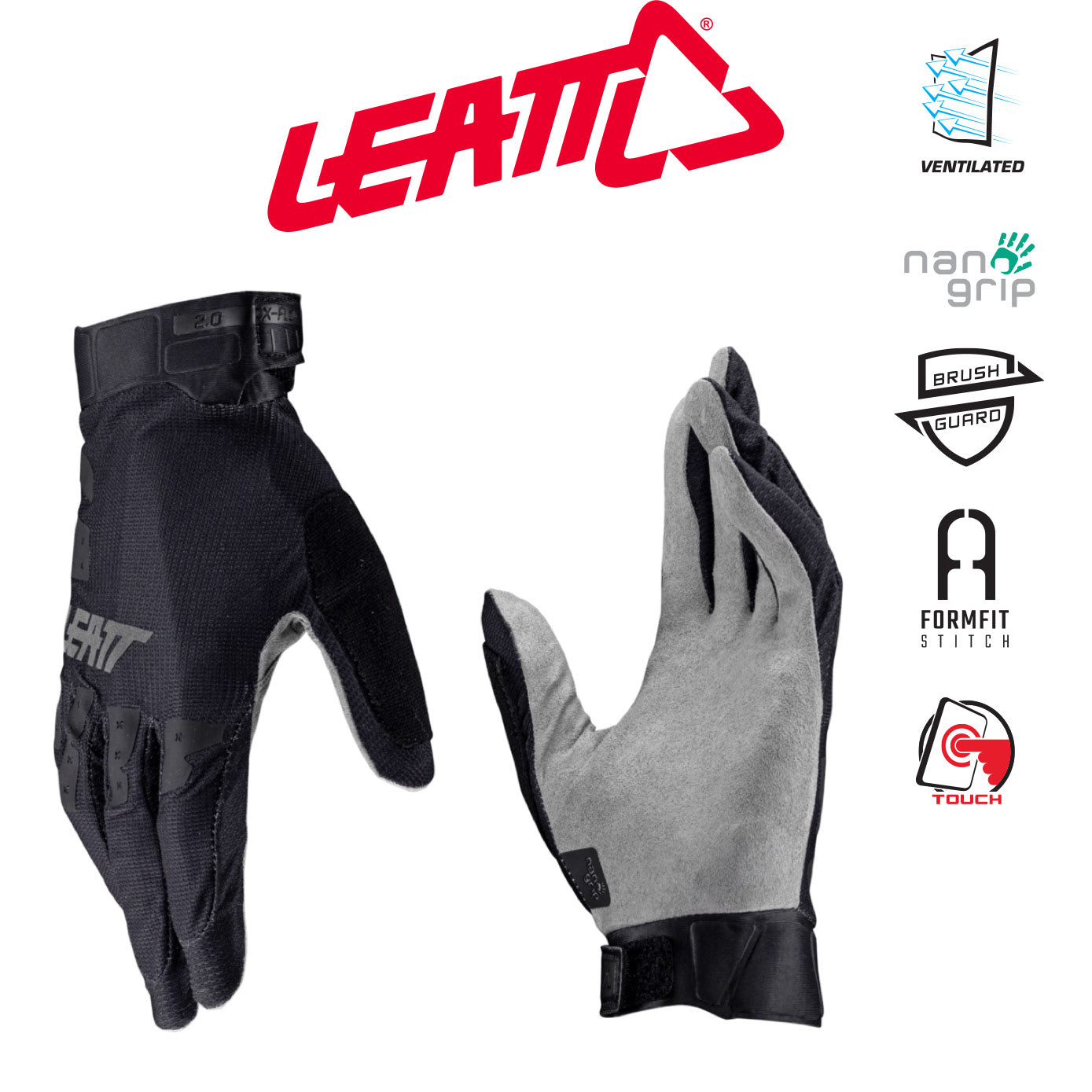 Leatt Glove MTB 2.0 X-Flow Stealth Black/Grey