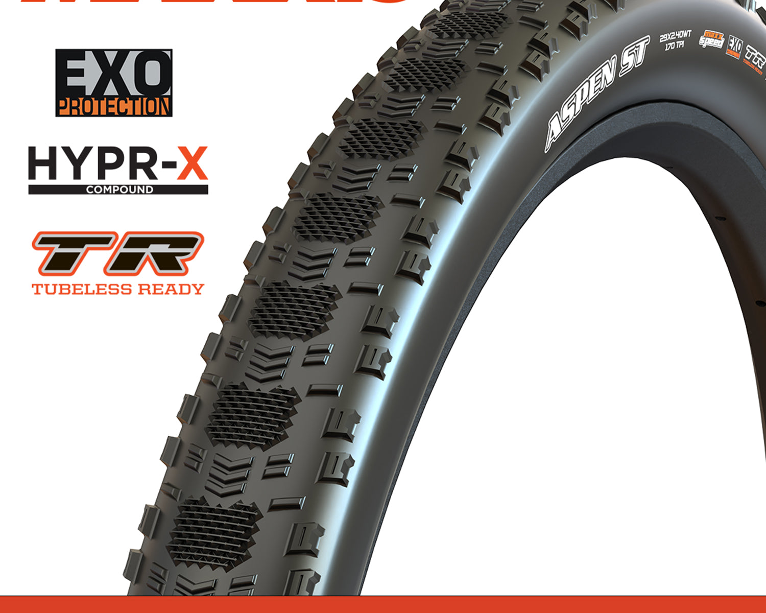 Maxxis Aspen ST Tyre - 32X2.15 - HYPR-X / EXO / TR - Foldable 120 TPI E50 at Spoke N Trail