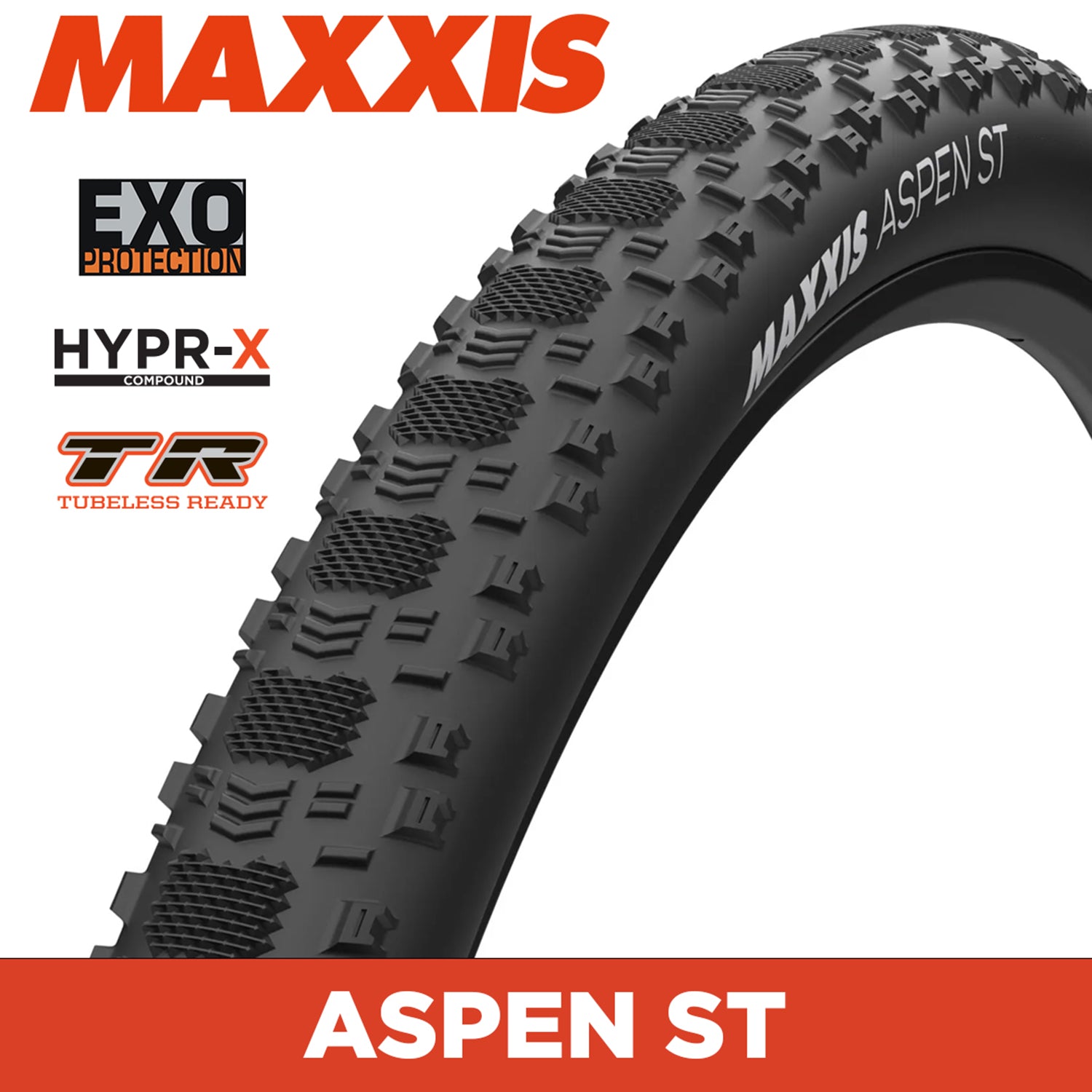 Maxxis Aspen ST Tyre - 700X55C - HYPR-X / EXO / TR - Foldable 120 TPI E50 at Spoke N Trail