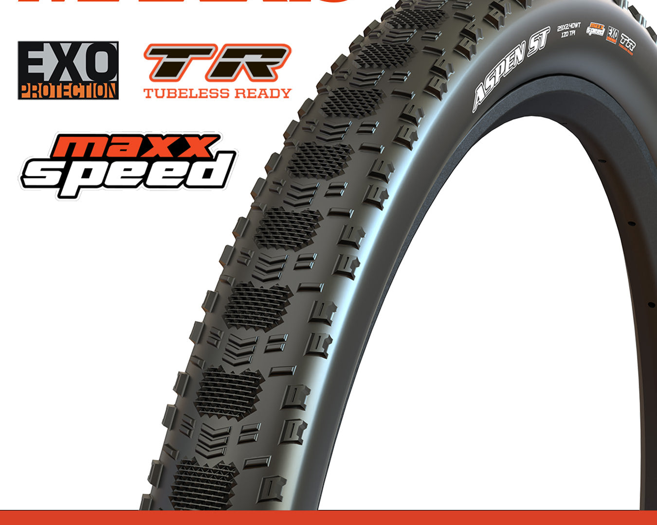 Maxxis Aspen ST Tyre - 29X2.40 - MaxxSpeed / EXO / TR - Foldable 120 TPI E25 at Spoke N Trail