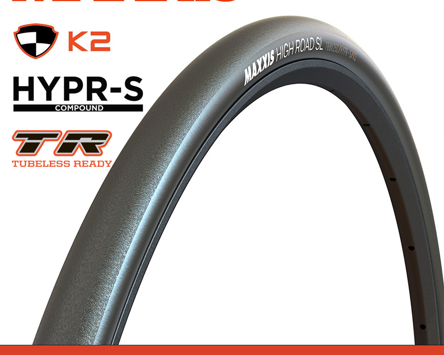 Maxxis High Road SL Tyre - 700X25C - HYPR-S / K2 / TR - Carbon Fiber 150 TPI at Spoke N Trail