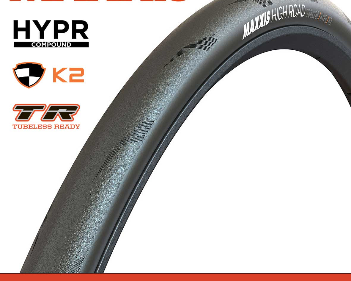 Maxxis High Road Tyre - 700X25C - HYPR / K2 / TR - Carbon Fiber 150 TPI at Spoke N Trail