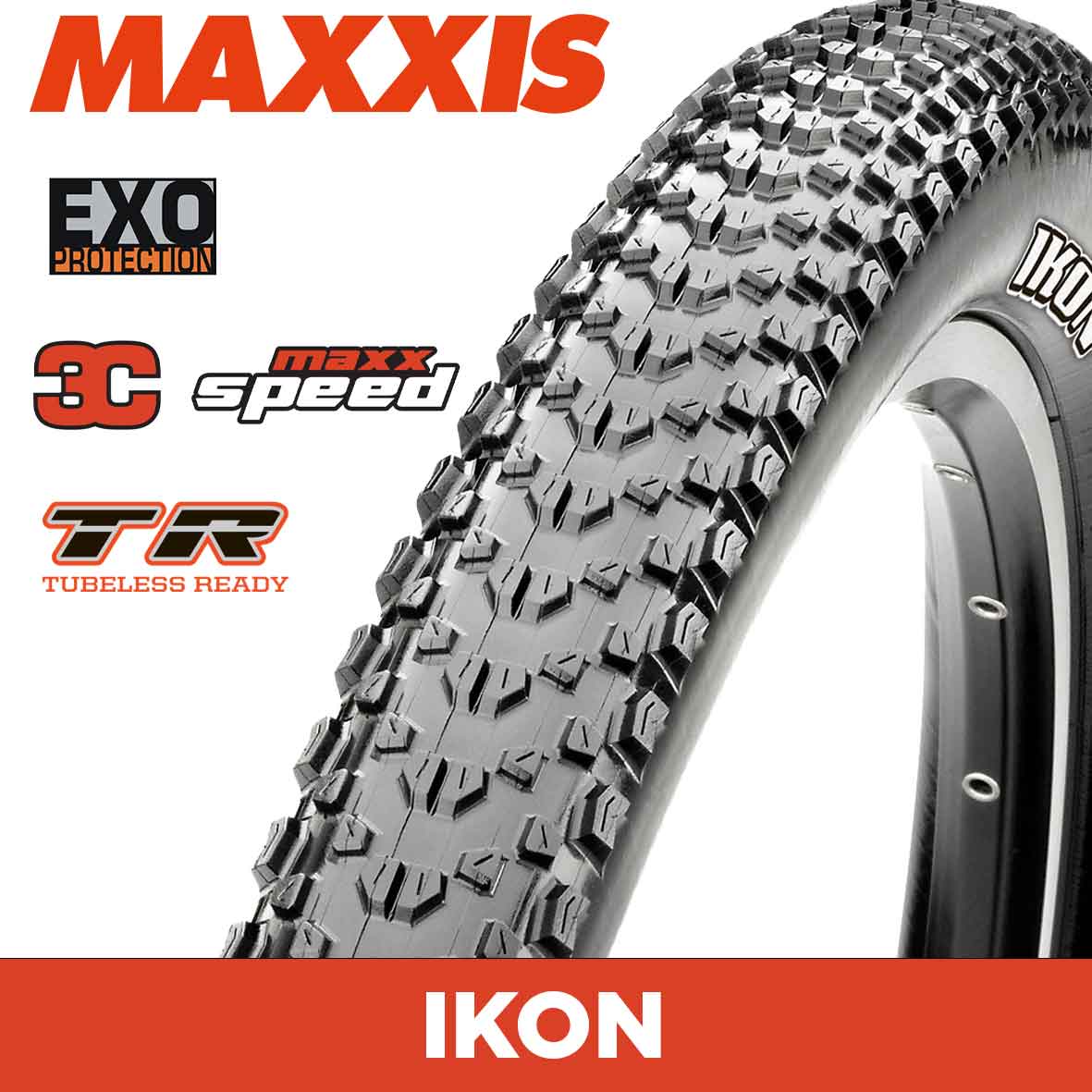 Maxxis Ikon Tyre - 26X2.20 - 3C MaxxSpeed / EXO / TR - Foldable 120 TPI E25 at Spoke N Trail