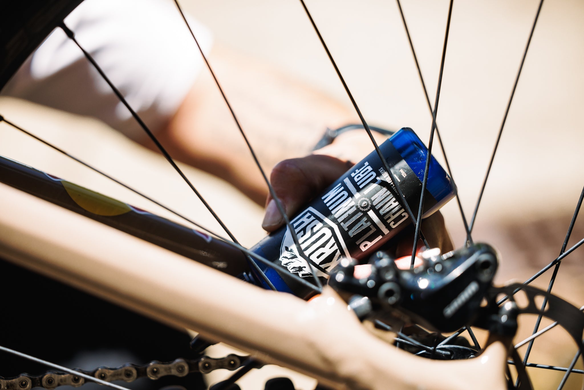 Krush Platinum Chain Lube 125ml in use