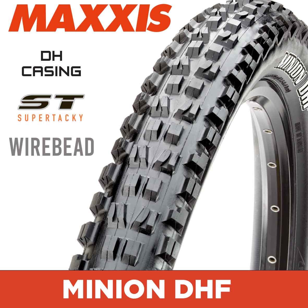 Maxxis Minion DHF Tyre - 26X2.50 - ST / DH - Wire 60X2 TPI E25 at Spoke N Trail