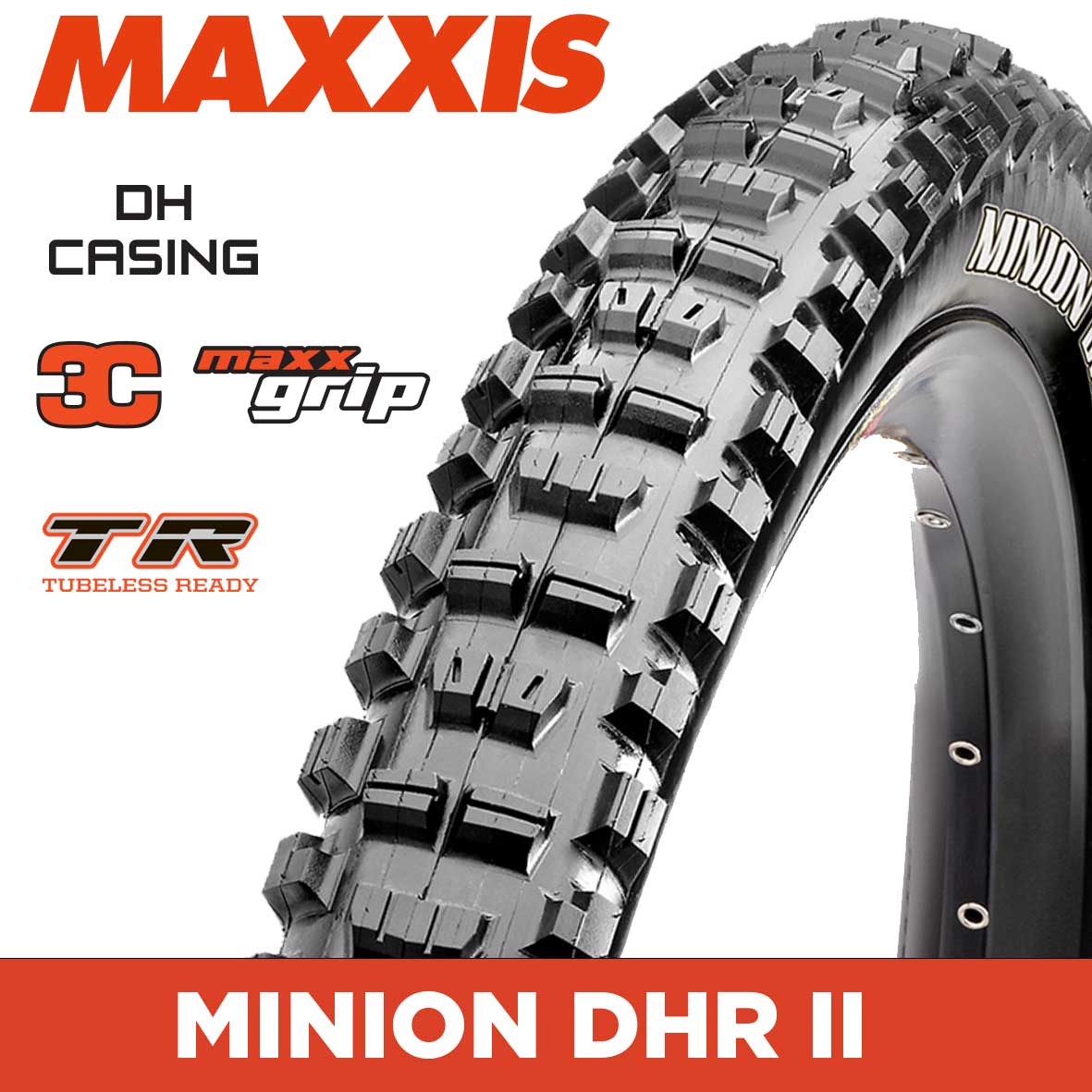 Maxxis Minion DHR II Tyre - 29X2.50 - 3C MaxxGrip / DH / TR - Foldable 60X2 TPI E25 at Spoke N Trail