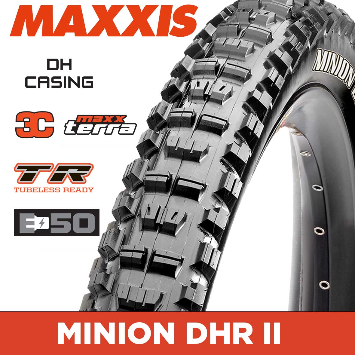 Maxxis Minion DHR II Tyre - 29X2.40 - 3C MaxxTerra / DH / TR - Foldable 60X2 TPI E50 at Spoke N Trail
