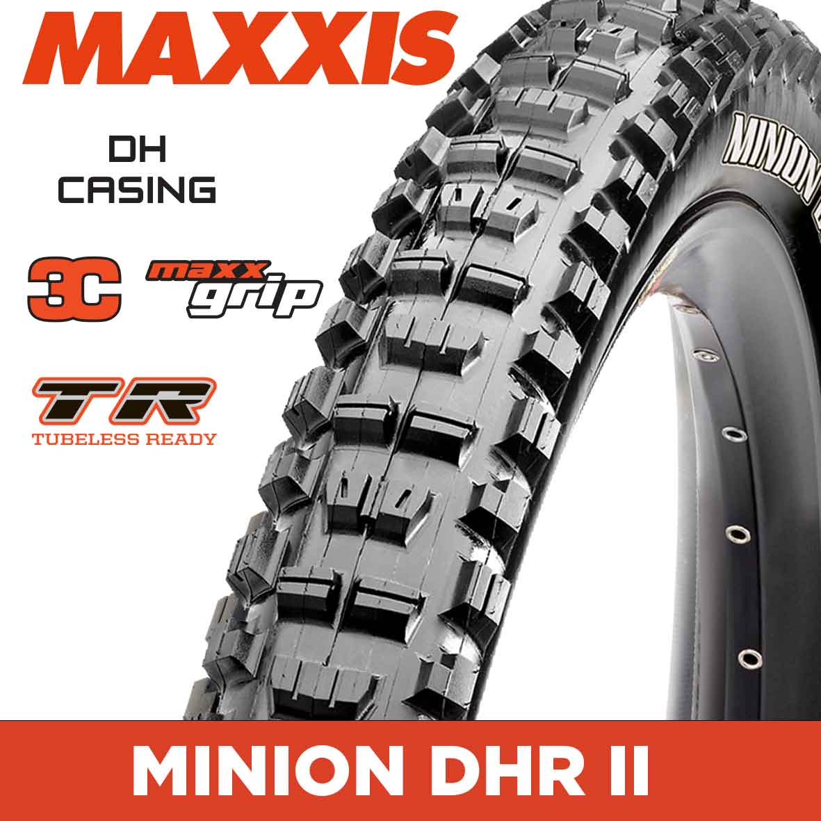 Maxxis Minion DHR II Tyre - 27.5X2.40 - 3C MaxxGrip / DH / TR - Foldable 60X2 TPI E25 at Spoke N Trail