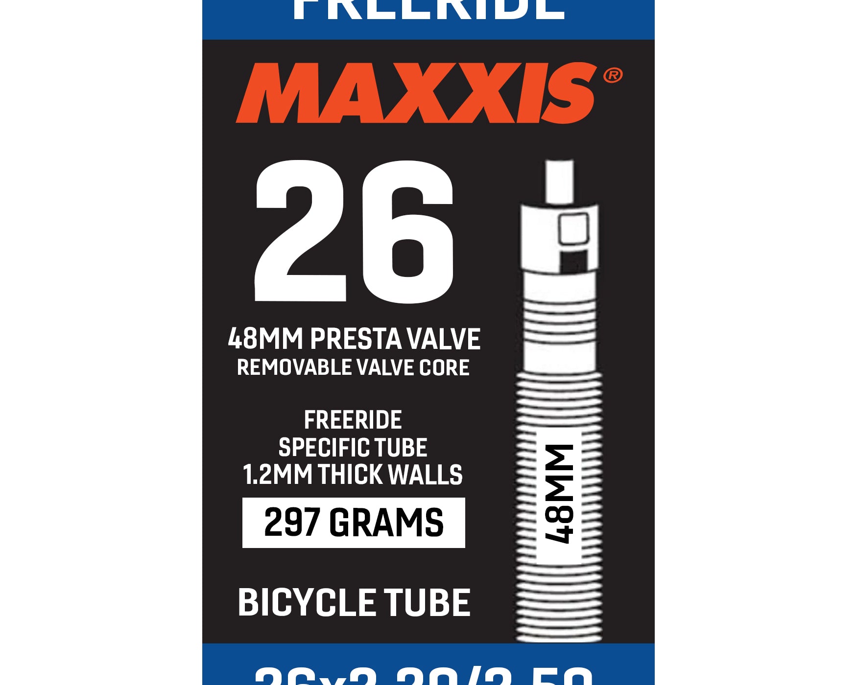 Maxxis Freeride Tube - 26X2.2/2.5 - Presta 48mm - Removable Core at Spoke N Trail