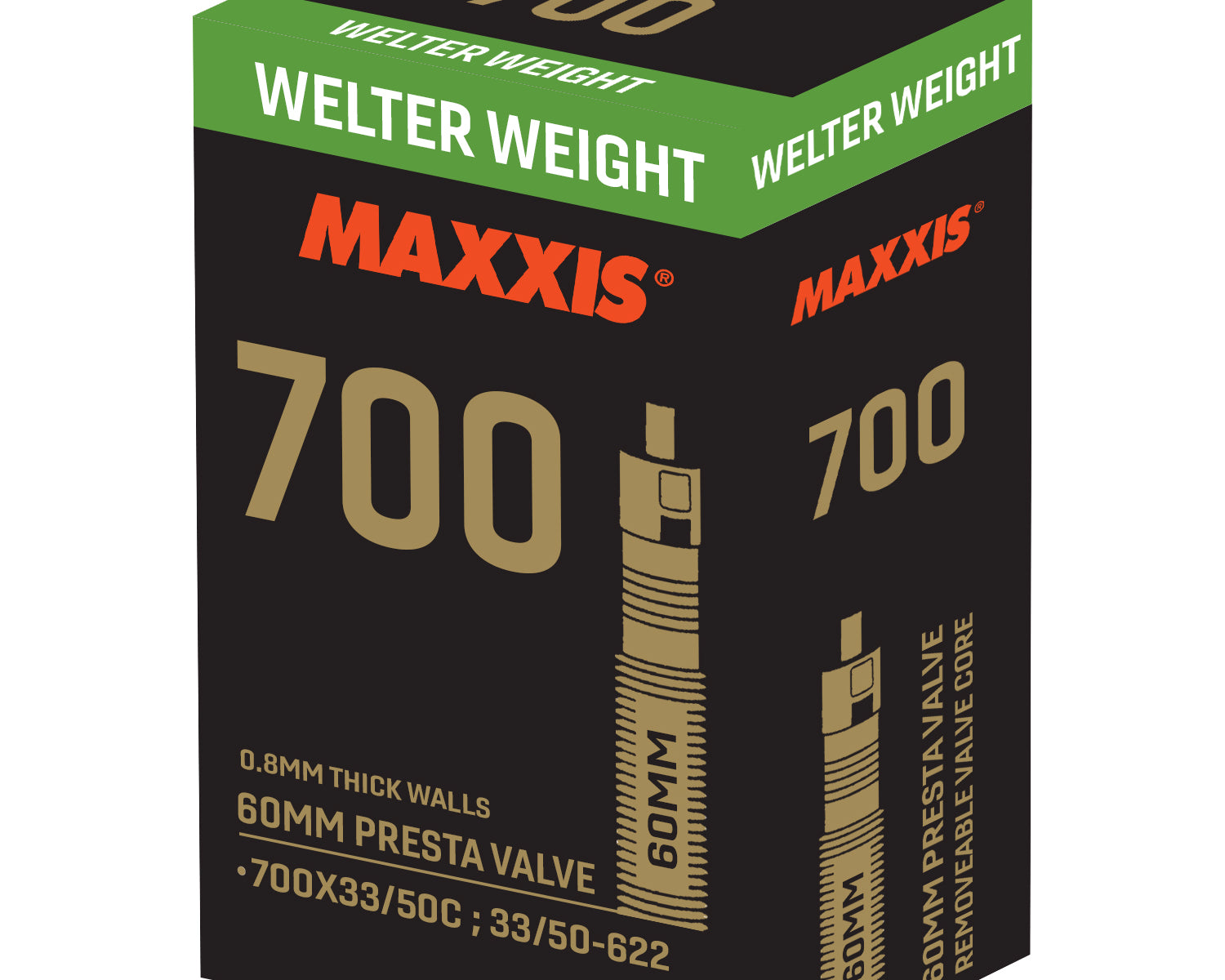 Maxxis Welter Weight Tube - 700X33/50C - Presta 60mm - Removable Core at Spoke N Trail