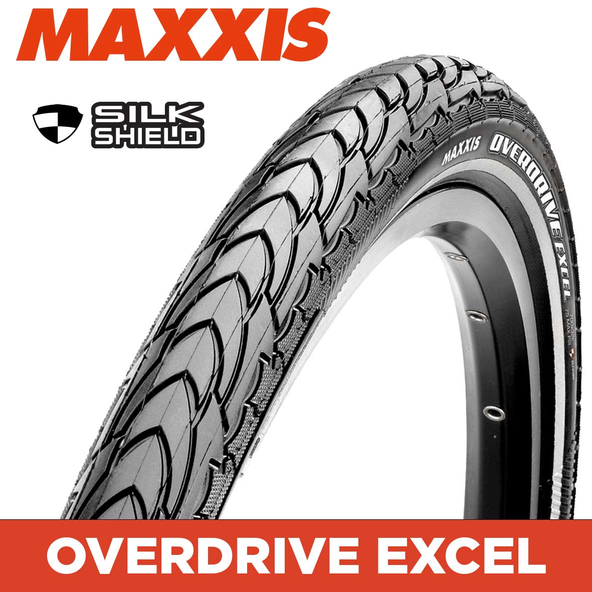 Maxxis Overdrive Excel Tyre - 700X35 - SilkShield - Wire 60 TPI at Spoke N Trail