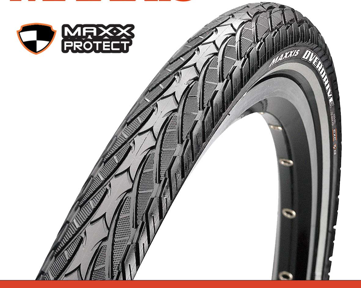Maxxis Overdrive Tyre - 28X1-5/8X1-1/4 700X32C - MaxxProtect - Wire 27 TPI at Spoke N Trail