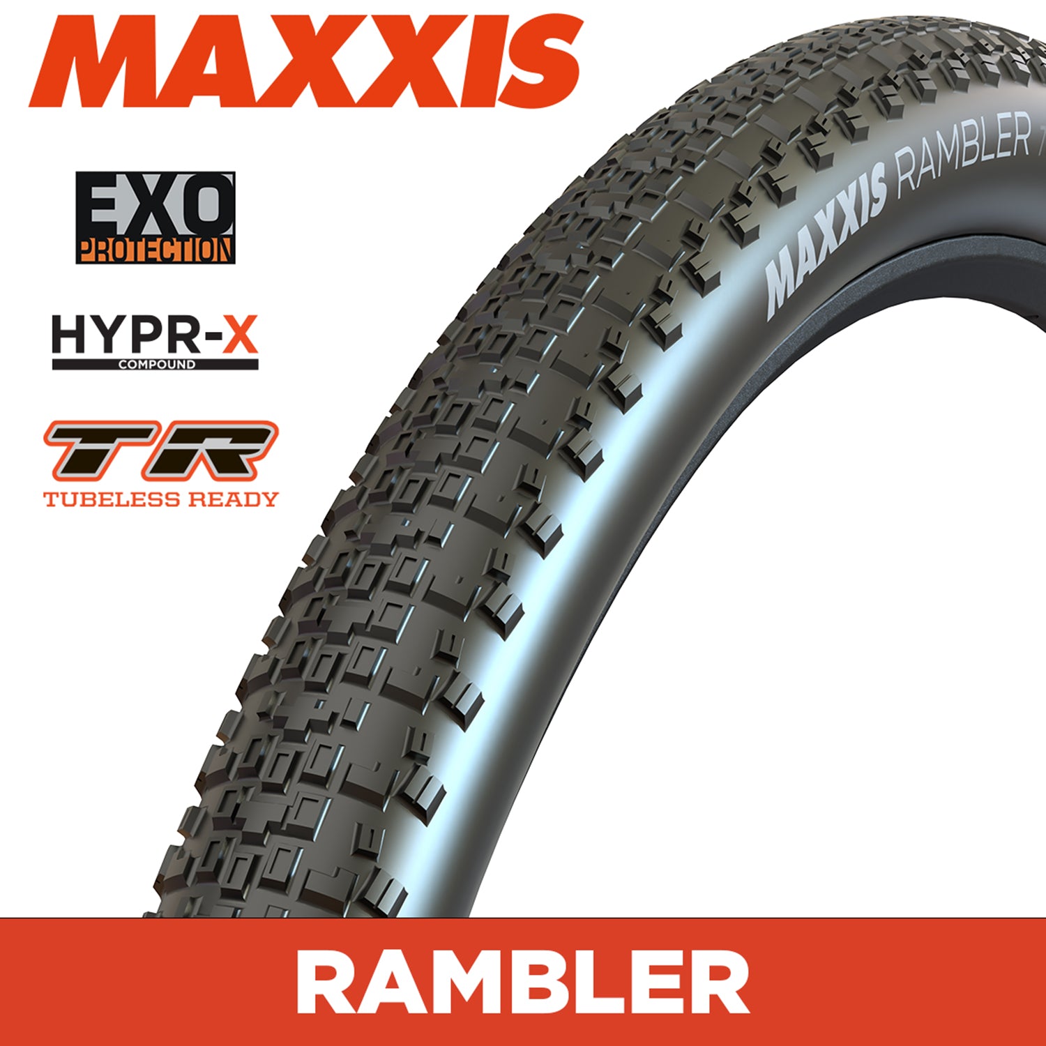Maxxis Rambler Tyre - 700X50C - HYPR-X / EXO / TR - Foldable 120 TPI E25 at Spoke N Trail