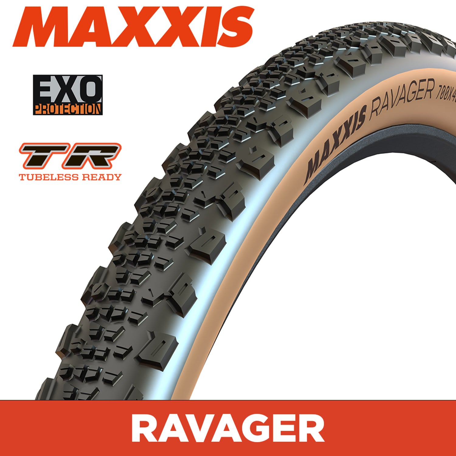 Maxxis Ravager Tyre - 700X50C - EXO / TR / Tanwall - Foldable 60 TPI E25 at Spoke N Trail