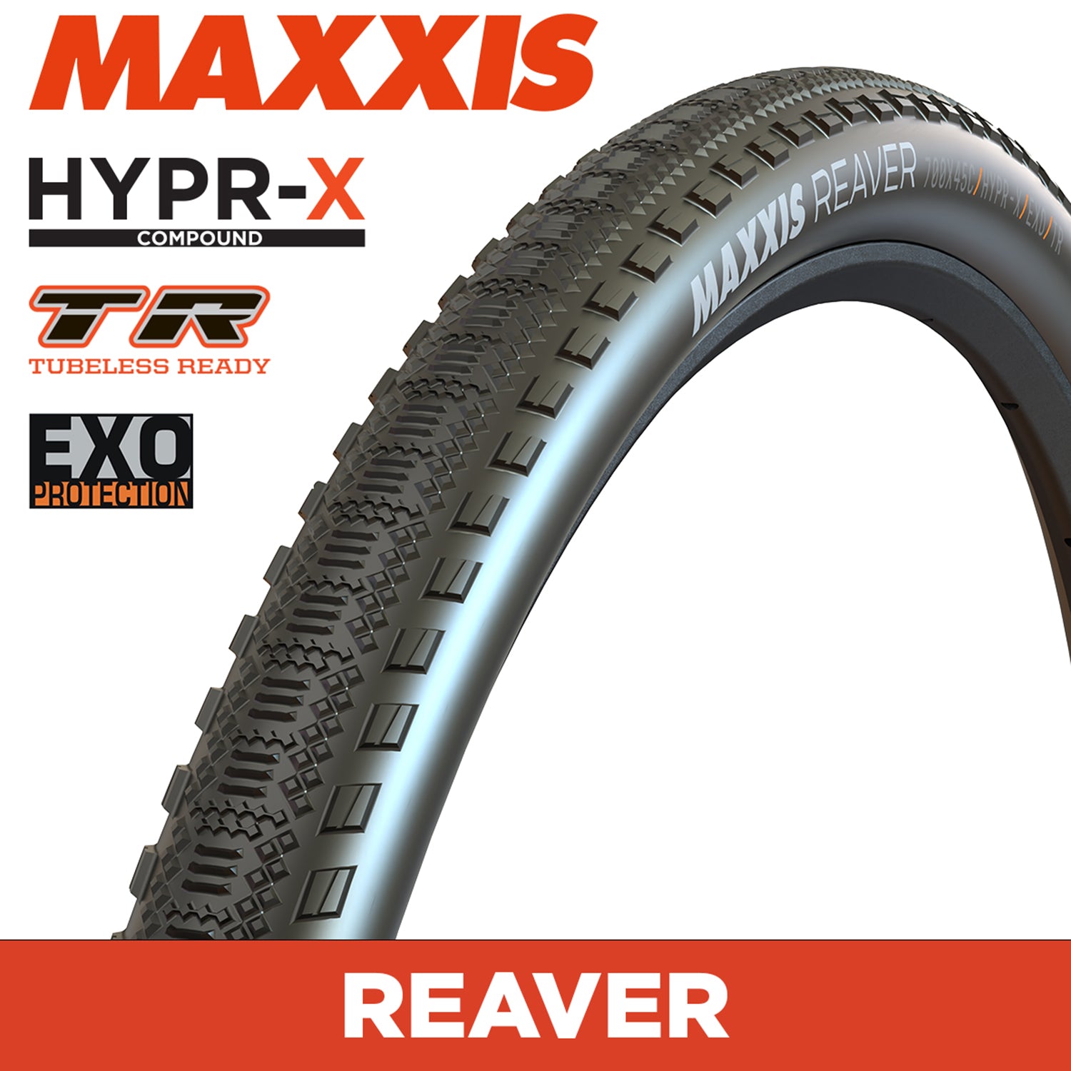 Maxxis Reaver Tyre - 700X45C - HYPR-X / EXO / TR - Foldable 120 TPI E25 at Spoke N Trail
