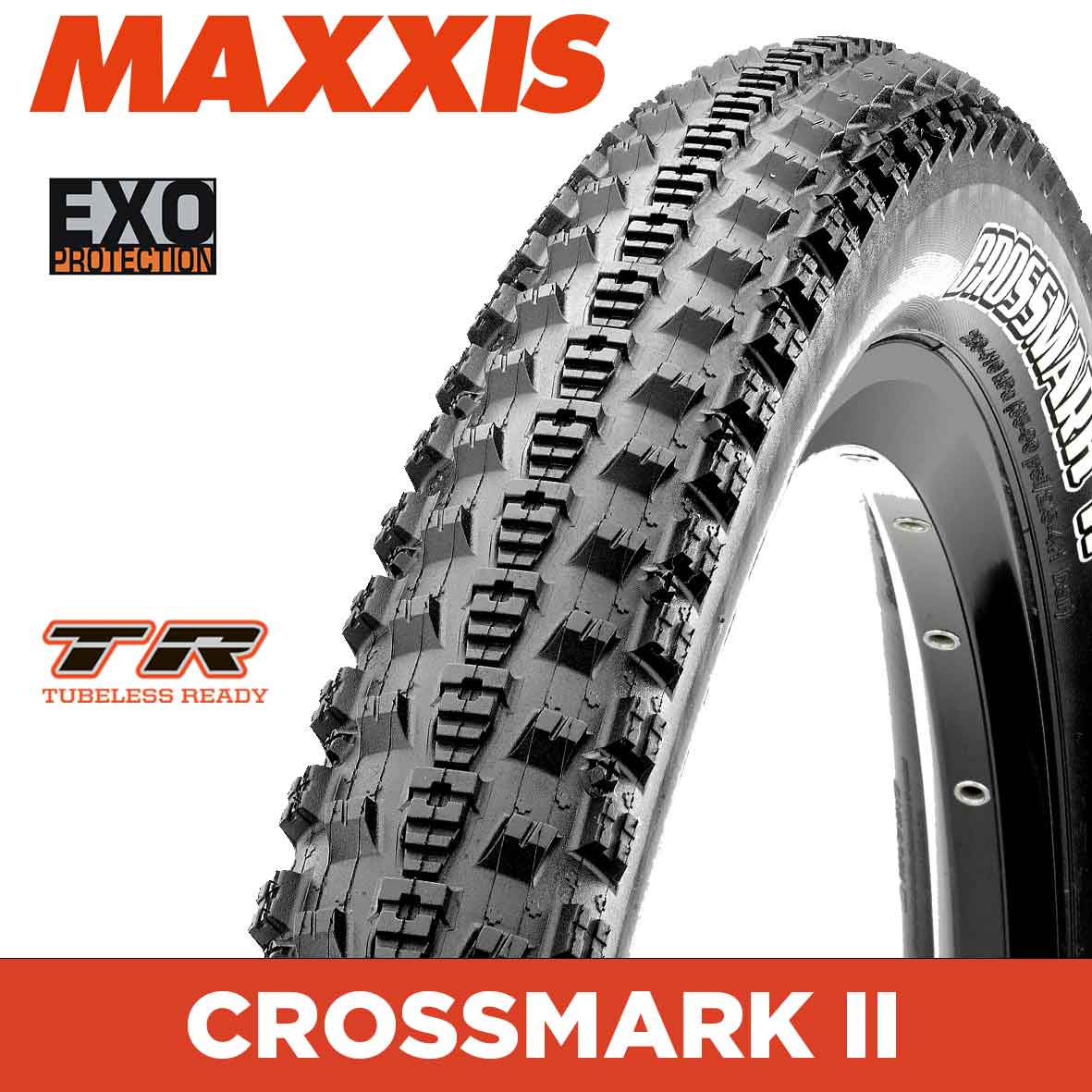 Maxxis Crossmark II Tyre - 26X2.10 - EXO / TR - Foldable 60 TPI E25 at Spoke N Trail