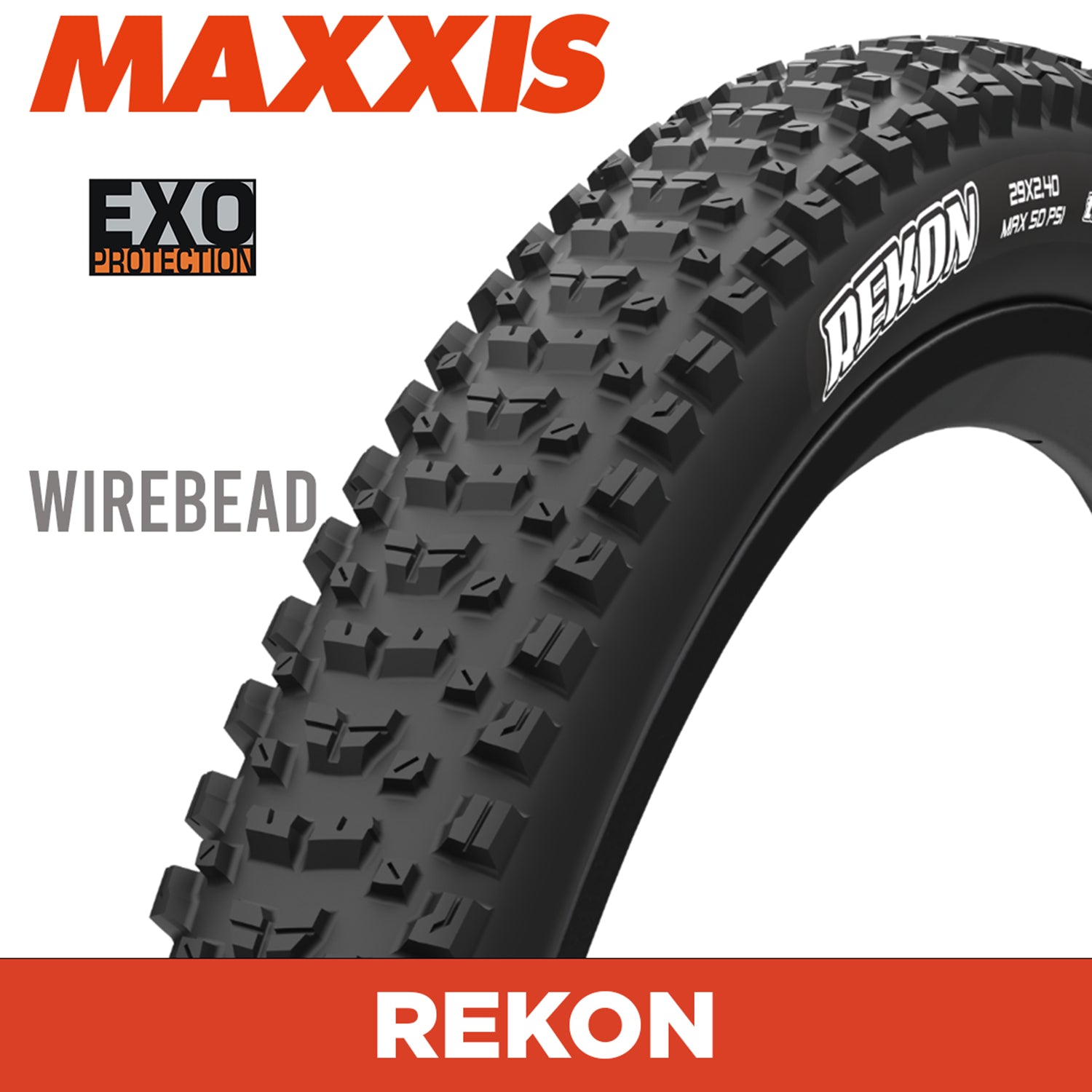 Maxxis Rekon Tyre - 27.5X2.6 - EXO - Wire 60 TPI E25 at Spoke N Trail