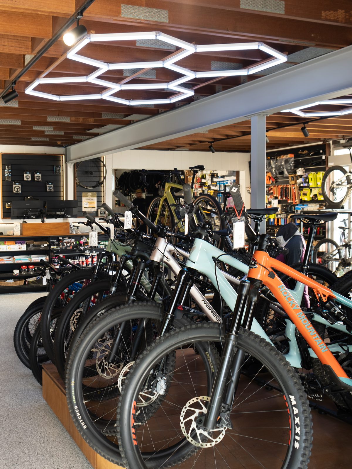 Bikes on the shop floor at Spoke N Trail, Noosaville